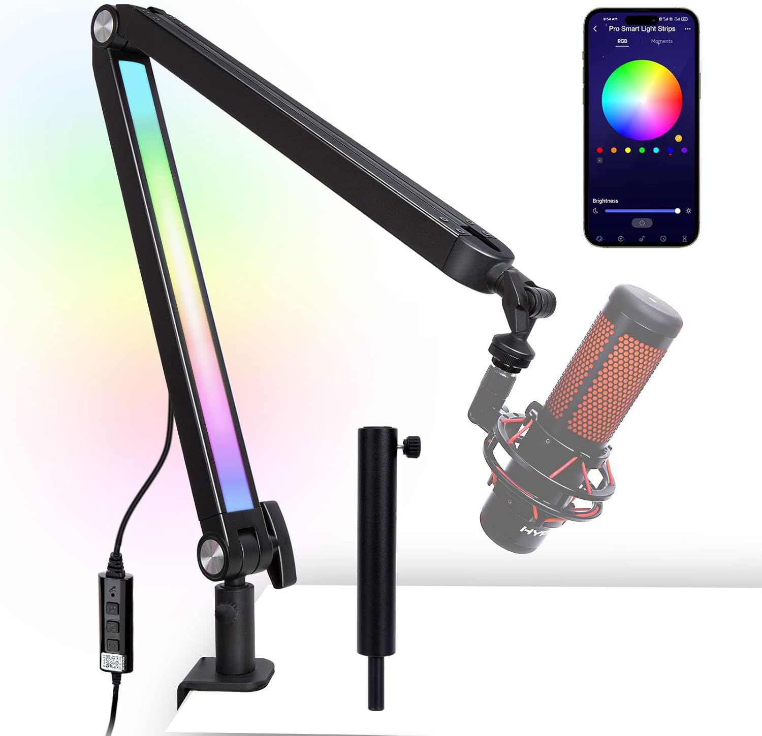 Boom SM7B Arm with RGB Light - Mic Arm for HyperX QuadCast Boom SM7B Arm with RGB Light - Mic Arm for HyperX QuadCast
